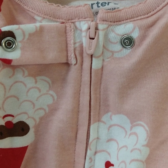 New! Carter's Toddler Girls' Snowflake Reindeer / Santa Footed Pajama Set - Picture 5 of 6